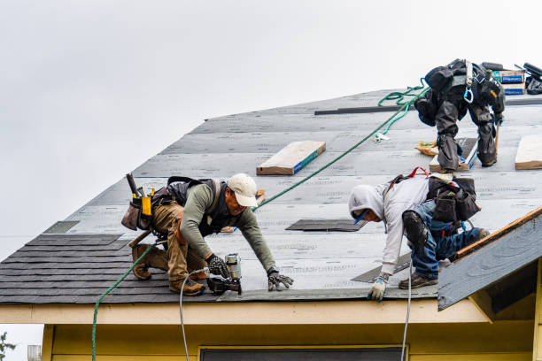 Professional Storm Damage Roof Repair technician working in West Henrietta, NY